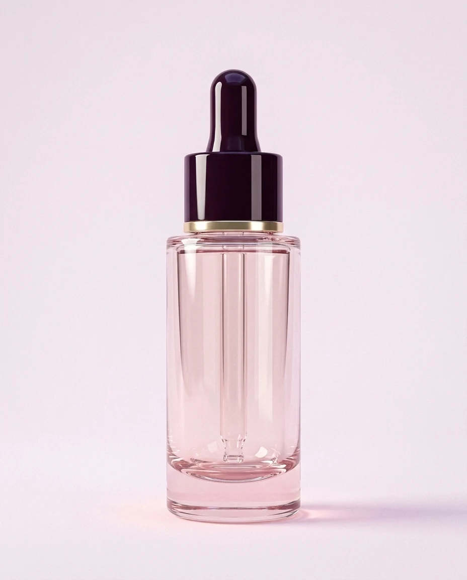 Peony Dew Serum, a tall crystal dropper bottle